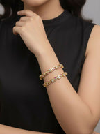 NVR Women Set of 2 Gold Plated CZ Stone Bangle | Grab2Buy