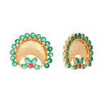 Nuyug 22K Gold Plated Faux Emerald Stone Studded Contemporary Shaped Studs | Grab2Buy