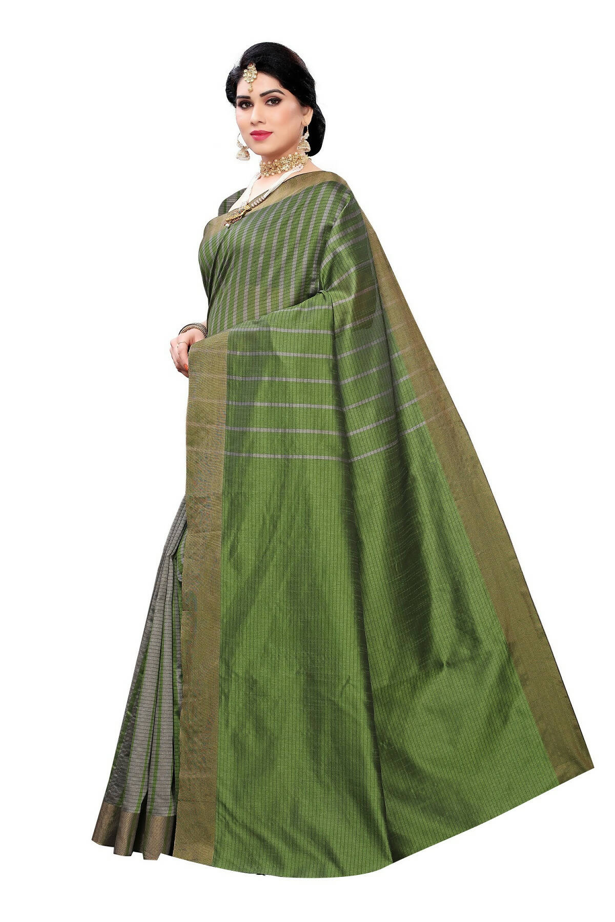 Vamika Paithani Green Cotton Silk Weaving Saree (Paithani Green) | Grab2Buy