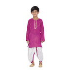 Little Bansi Boys Golden Striped Kurta and Dhoti - Purple and Cream | Grab2Buy