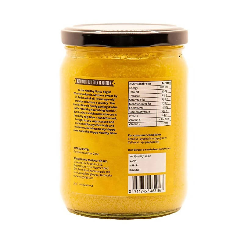 Nutty Yogi Pure Bilona A2 Cow Ghee | 100% Pure and Premium | Cultured Desi Cow Ghee From A2 Milk | Grab2Buy