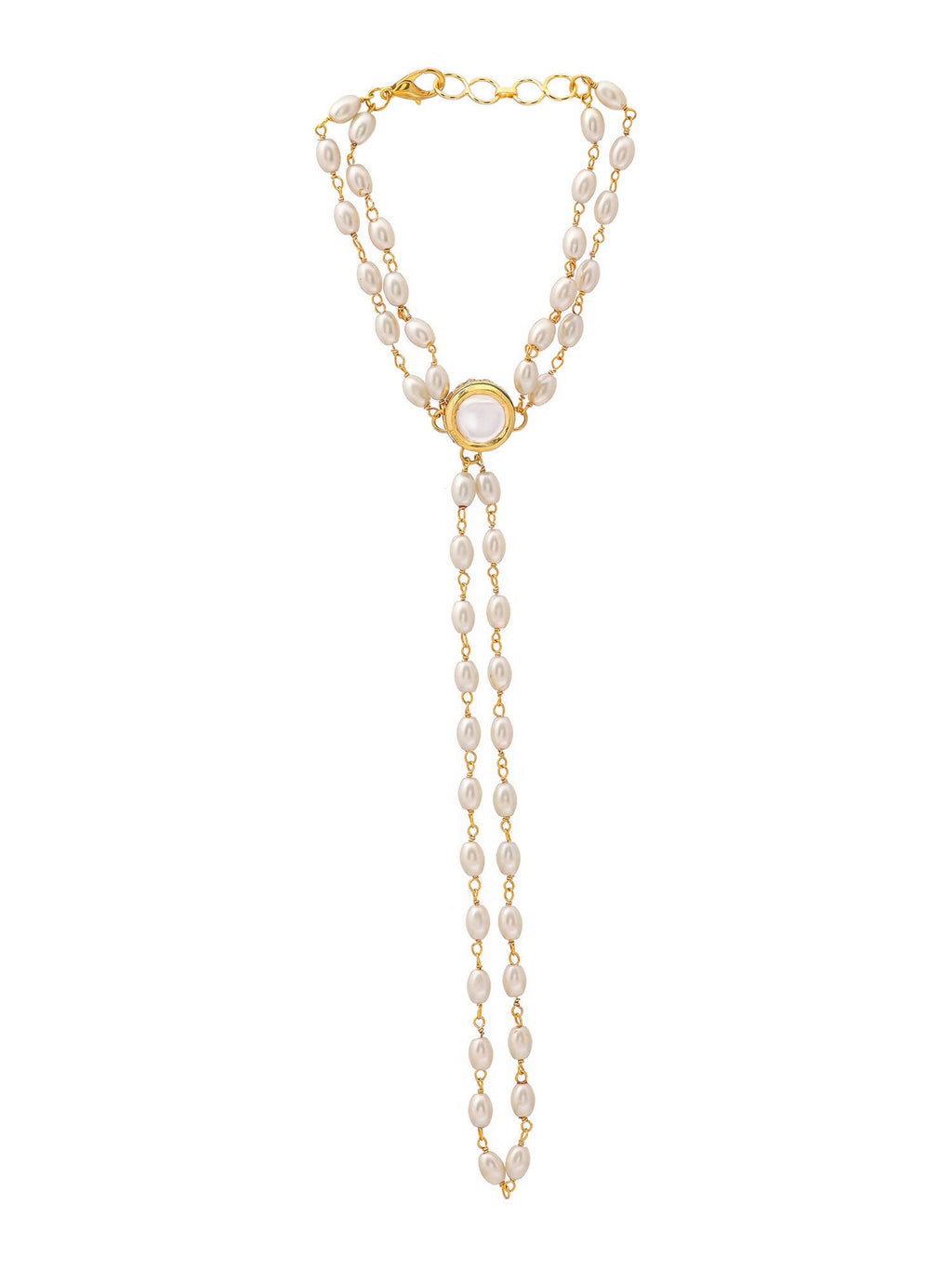 Ruby Raang Gold Kundan & Pearl Haath Phool | Grab2Buy