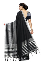 Vamika Black Cotton Silk Weaving Saree (Twitter Black) | Grab2Buy
