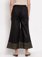 Myshka Women's Black Cotton Solid Casual Palazzo | Grab2Buy
