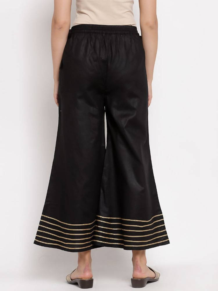 Myshka Women's Black Cotton Solid Casual Palazzo | Grab2Buy