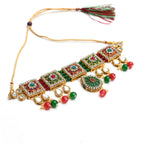 Mominos Fashion Johar Kamal Gold-Polished Brass Finish Meena & Pearls Work Choker For Women | Grab2Buy