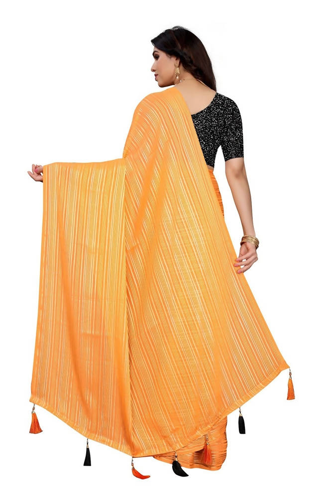 Vamika Orange Georgette Seqence Saree (Riva Orange) | Grab2Buy