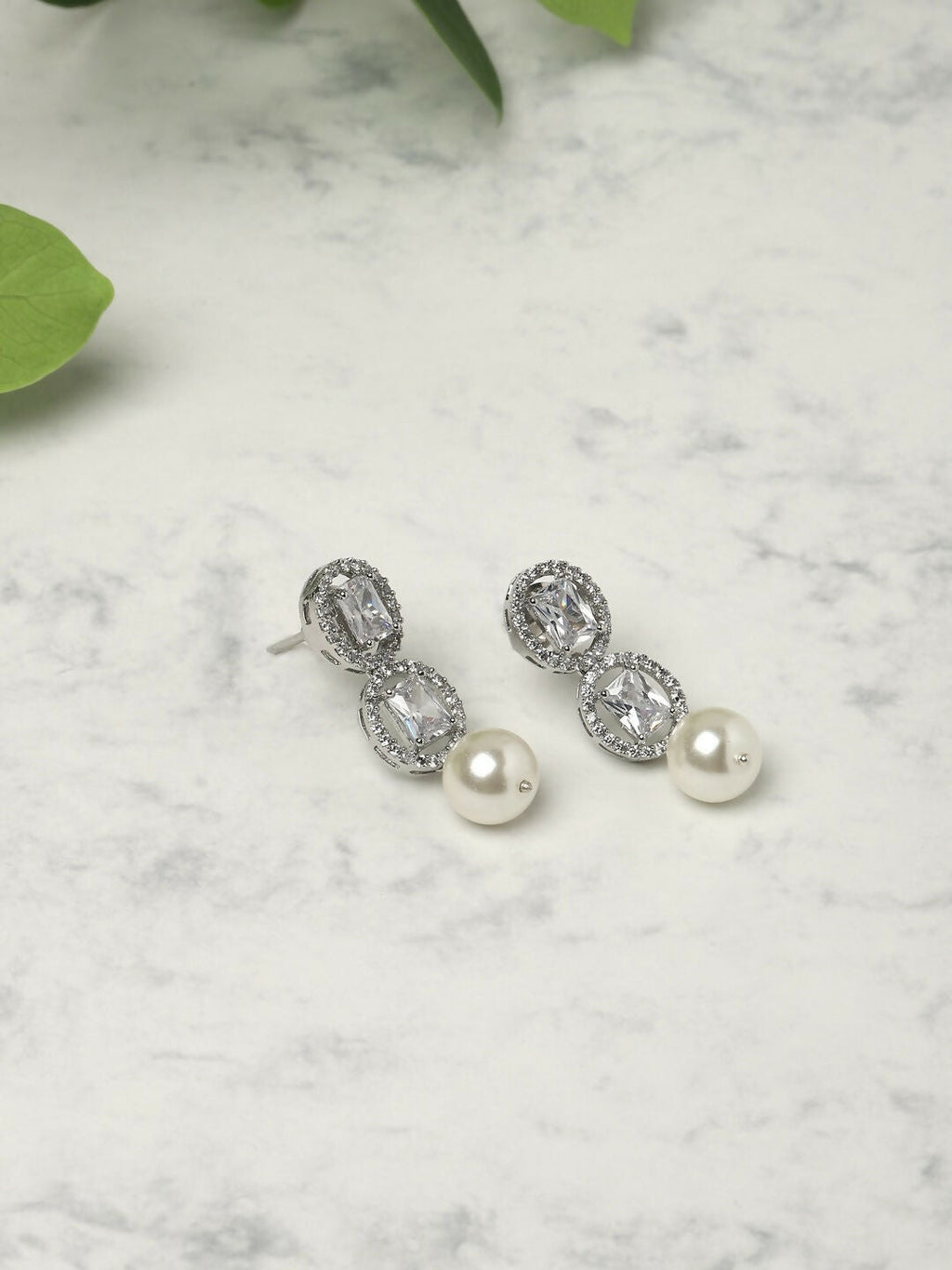 Stone Earrings with Pearls Drop- Ruby Raang | Grab2Buy