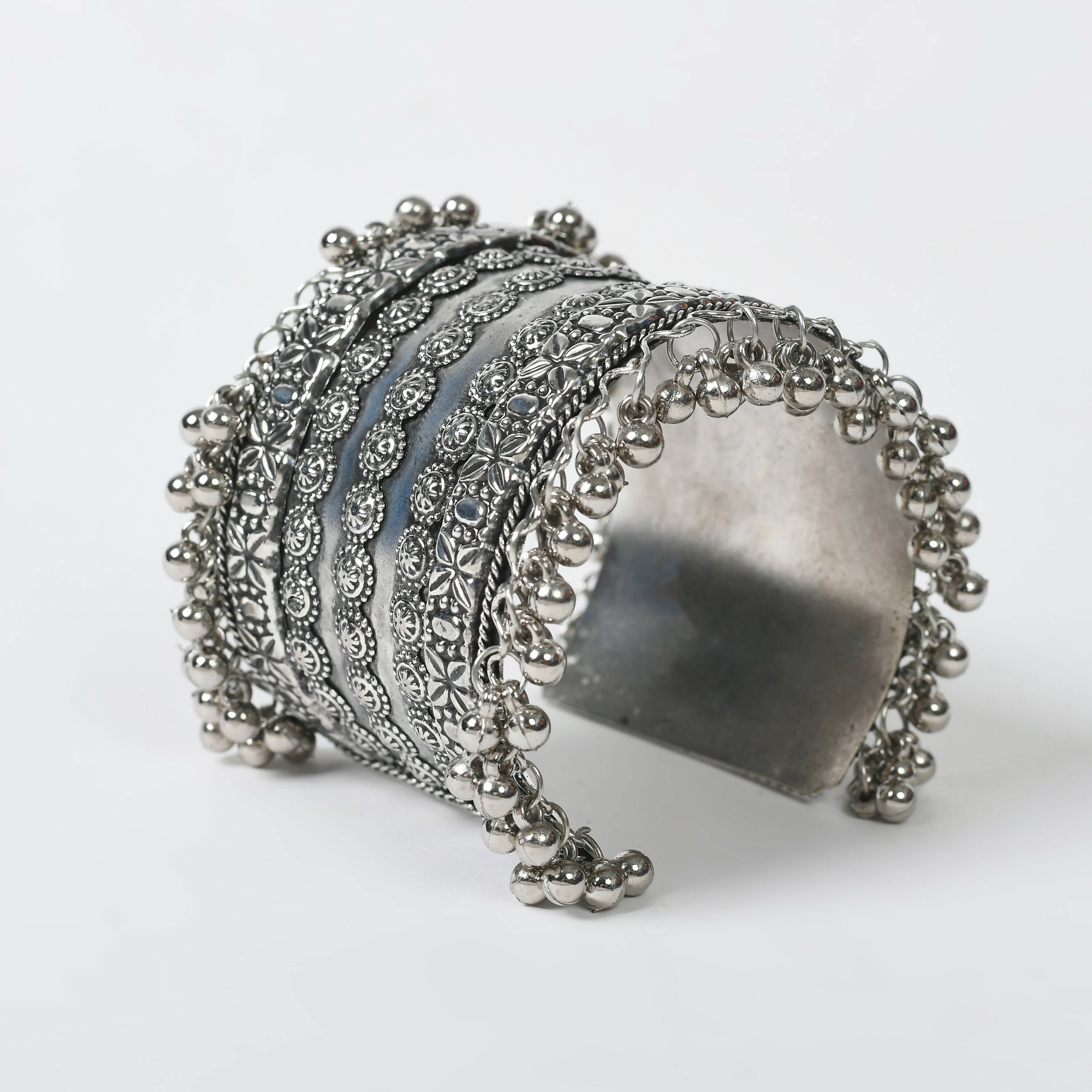Mominos Fashion Joharkamal Oxidised Silver-Plated Ghungroo Handcraft Bracelet - Design 025 | Grab2Buy