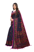 Vamika Blue Color Jute Silk Mirror Work Saree | Grab2Buy
