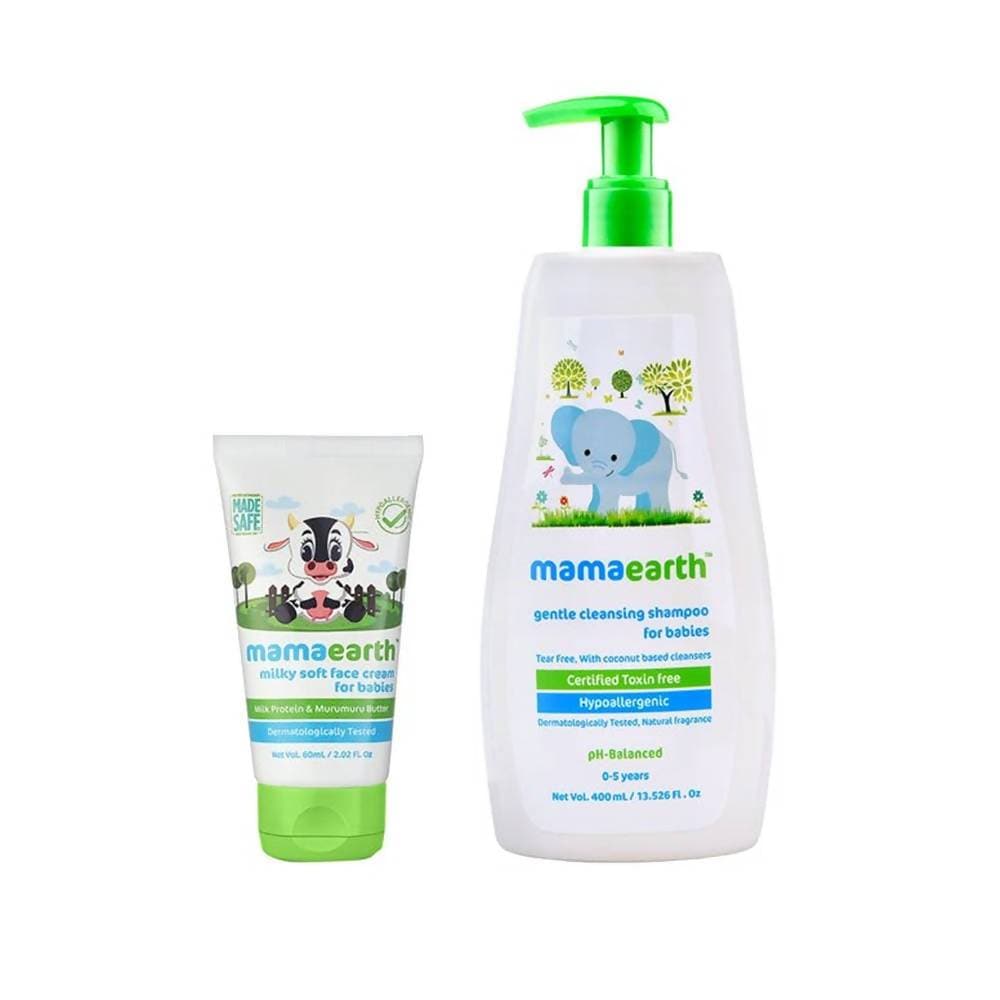 Mamaearth Milky Soft Face Cream And Gentle Cleansing Shampoo For Babies | Grab2Buy
