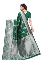 Vamika Banarasi Jacquard Weaving Green Saree (AMEE GREEN) | Grab2Buy