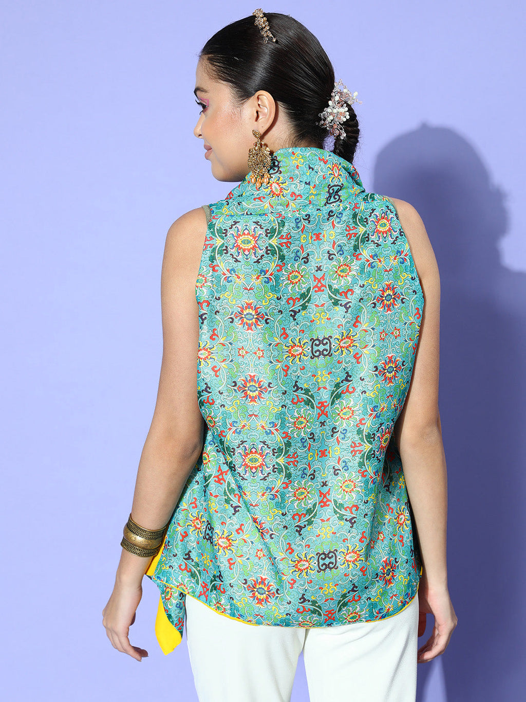 InWeave Women's Blue Boheme Reversible Shrug | Grab2Buy