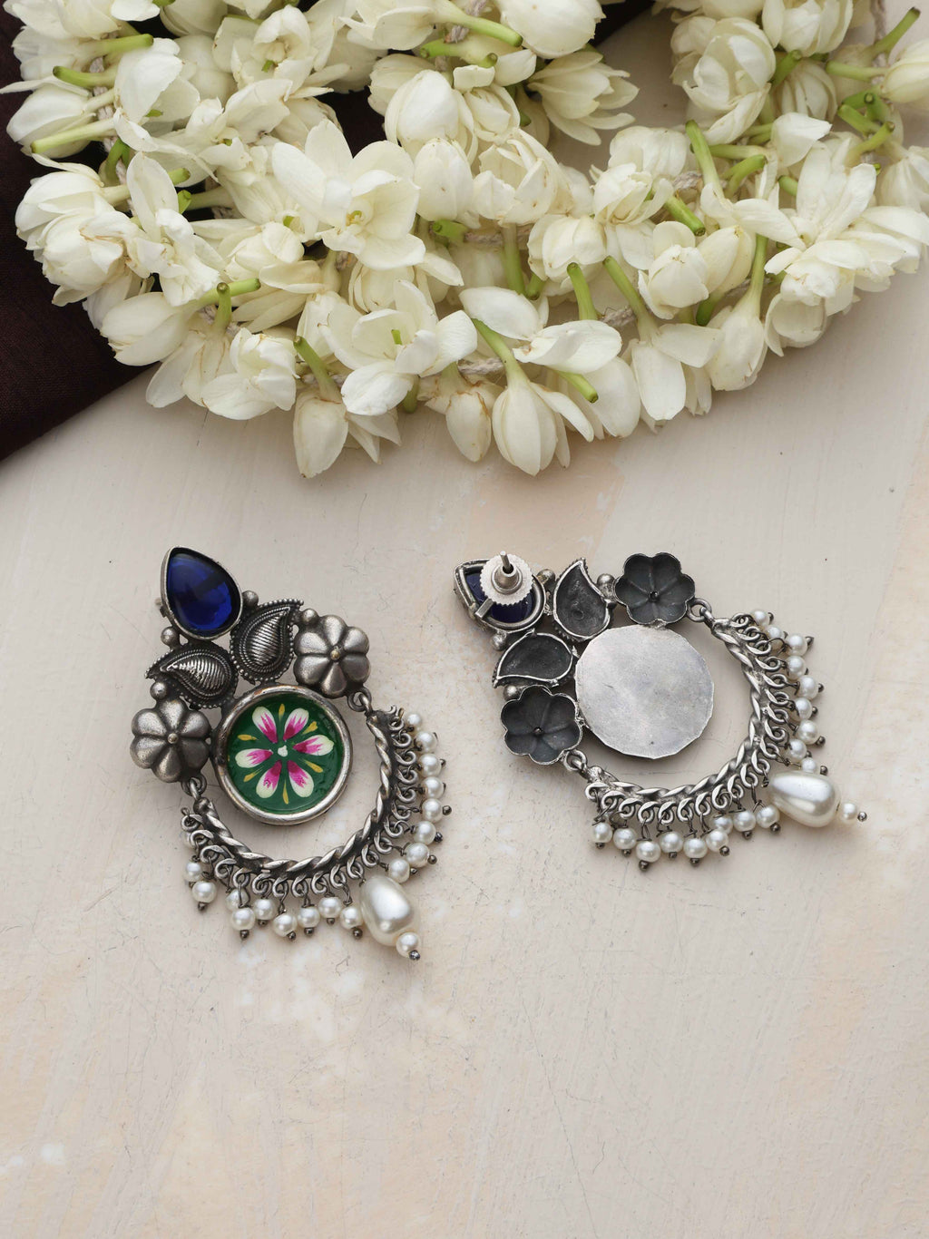 trueBrowns Silver Tone Handpainted Earrings | Grab2Buy