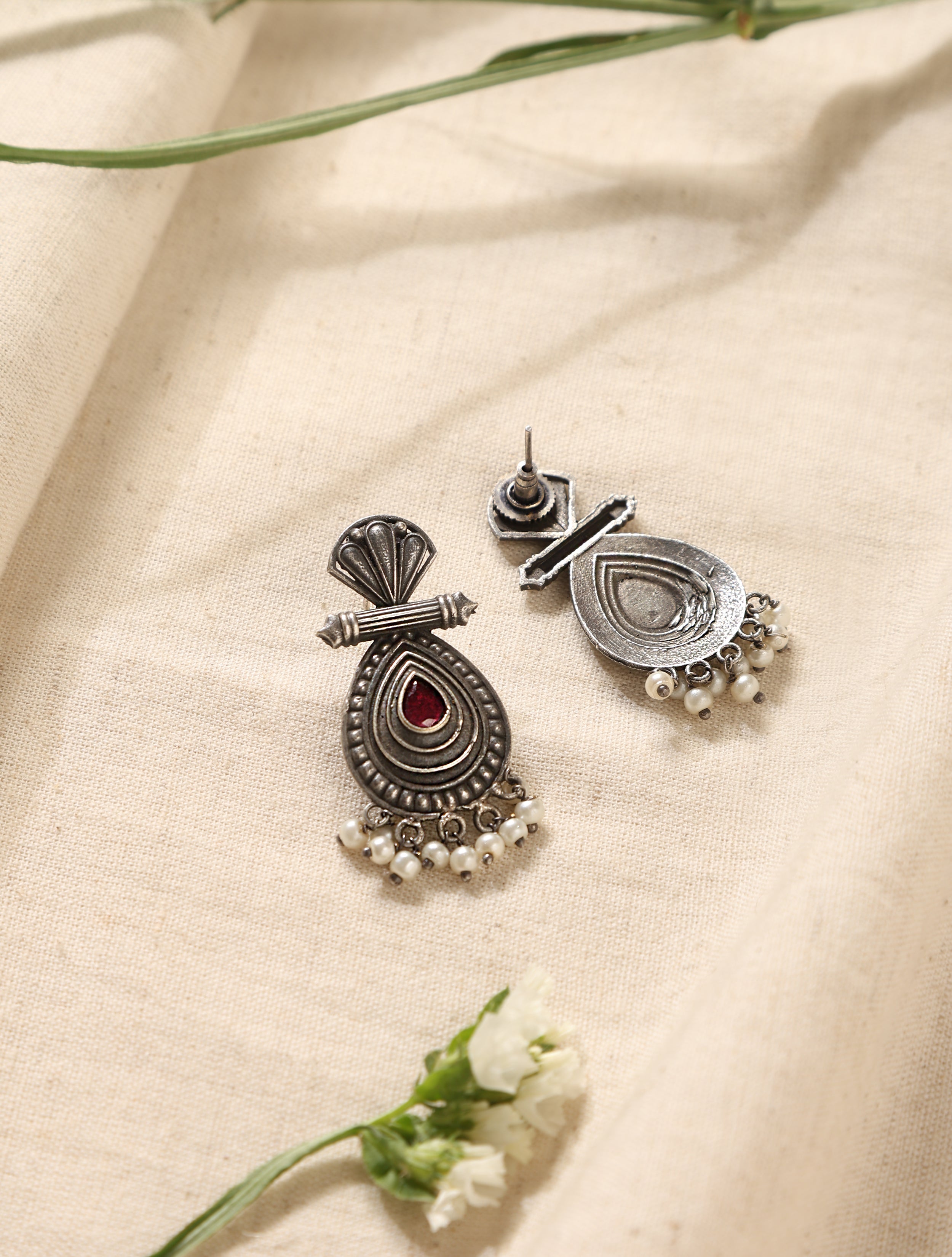 trueBrowns Silver Pearl Bead Earrings | Grab2Buy