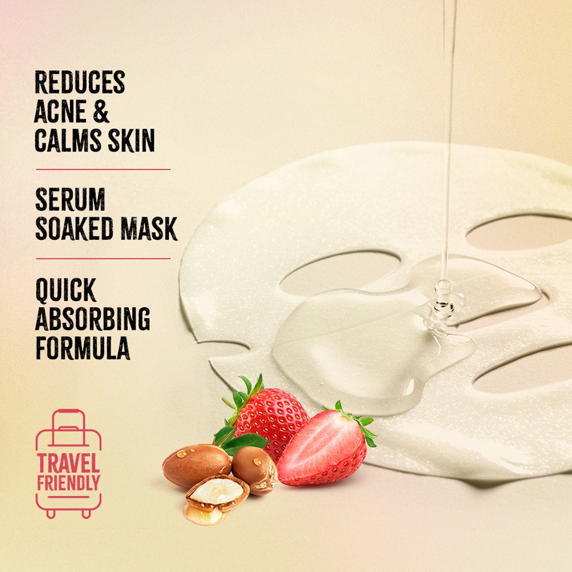 Nykaa Green Tea + Aloe Vera Sheet Mask For Hydrated Skin - Formulated in Korea - For All Skin Types - Strawberry + Argan Oil