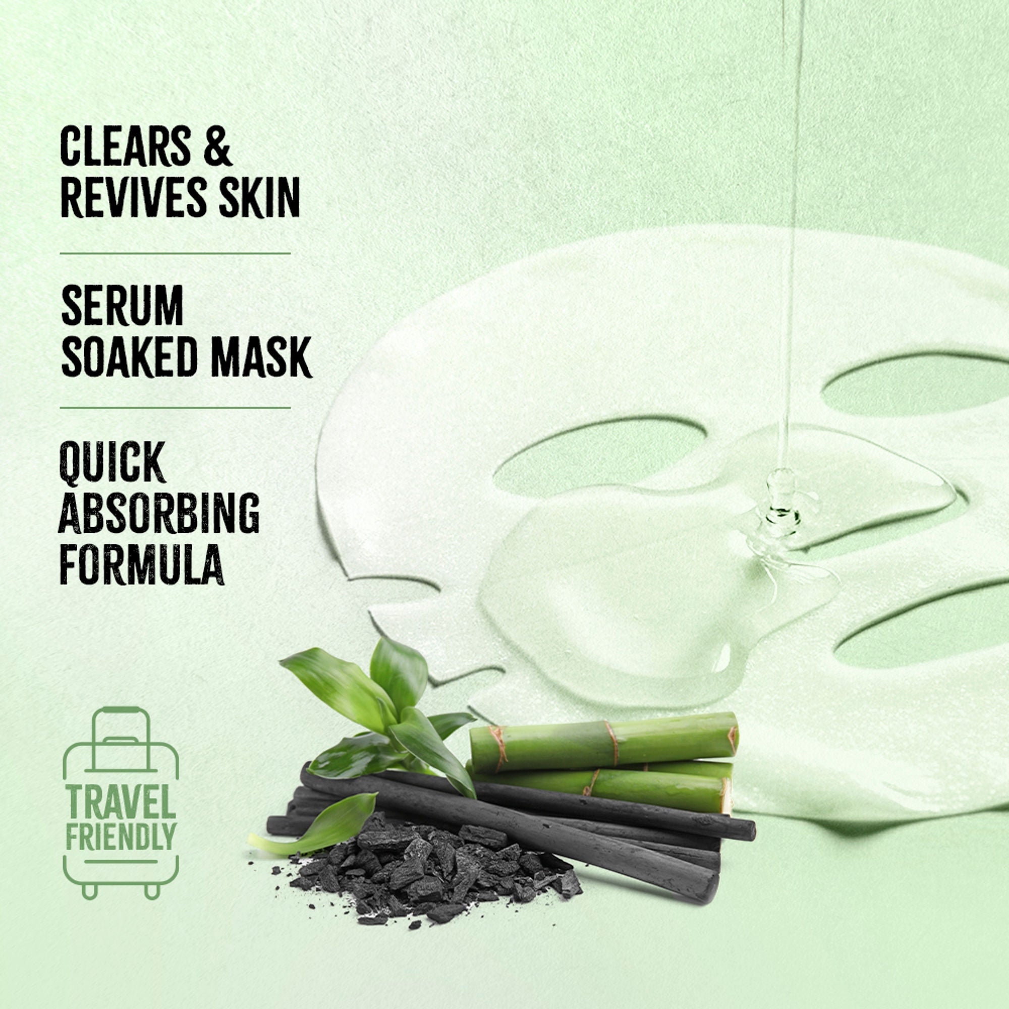 Nykaa Green Tea + Aloe Vera Sheet Mask For Hydrated Skin - Formulated in Korea - For All Skin Types - Charcoal + Bamboo