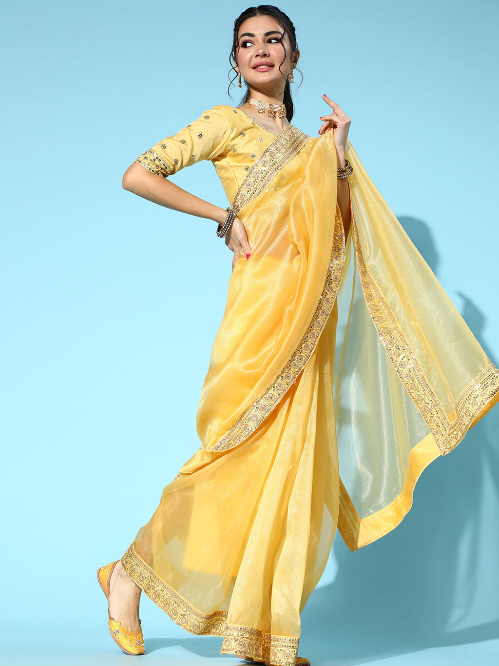 Saree Mall Solid Saree with Woven Design Border | Grab2Buy