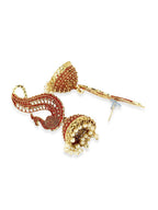Anikas Creation Red & Gold-Polished Peacock Shaped Jhumkas | Grab2Buy