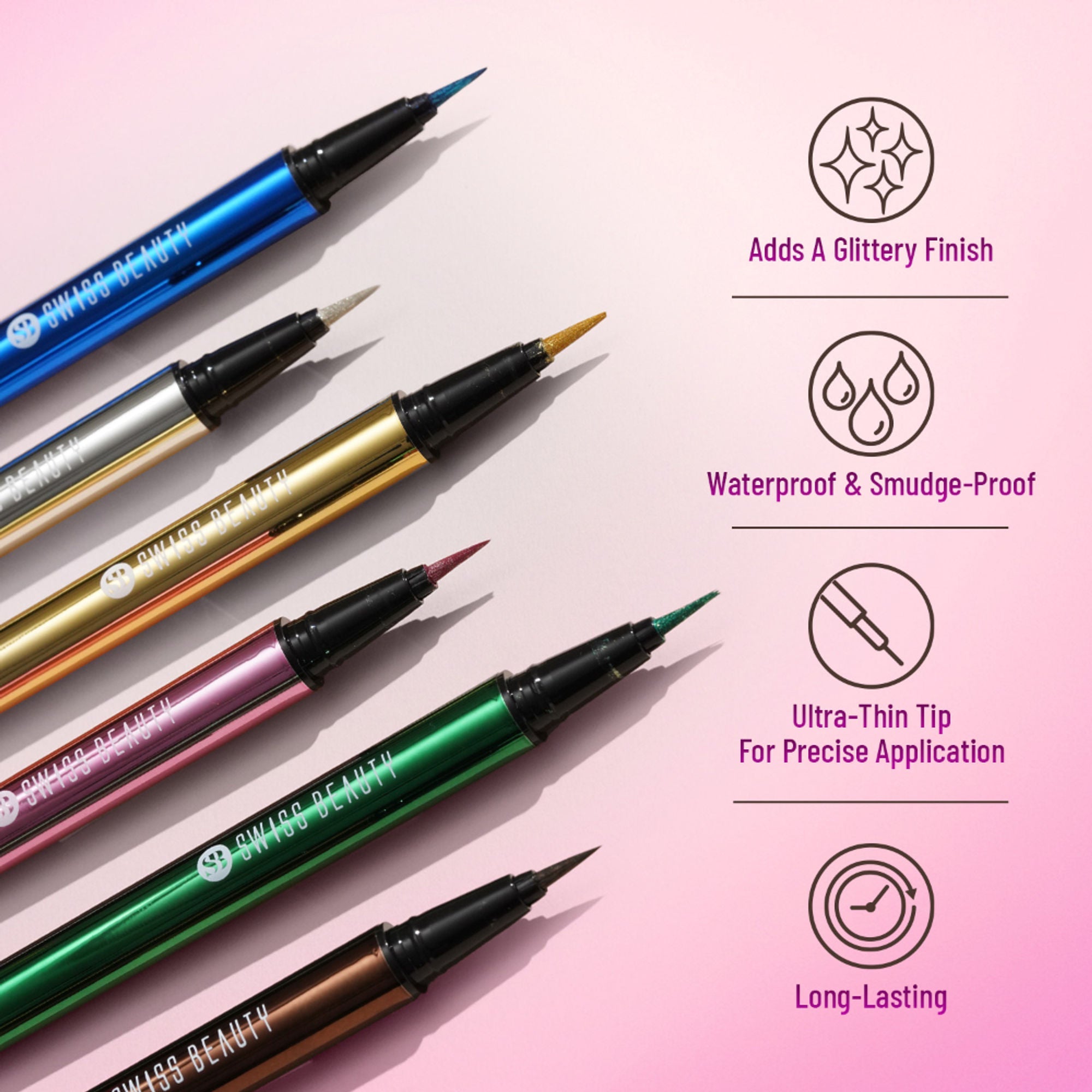 Swiss Beauty Eye Sparkle Sketch Liner - 3 Glamour Pink