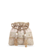 Masq Women Beige & Gold-Toned Embellished Potli | Grab2Buy
