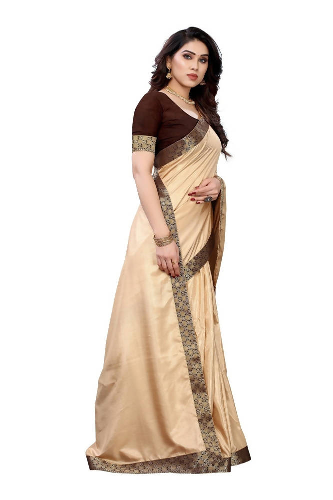 Vamika Cream Dola Silk Border Saree (Kirti Cream) | Grab2Buy