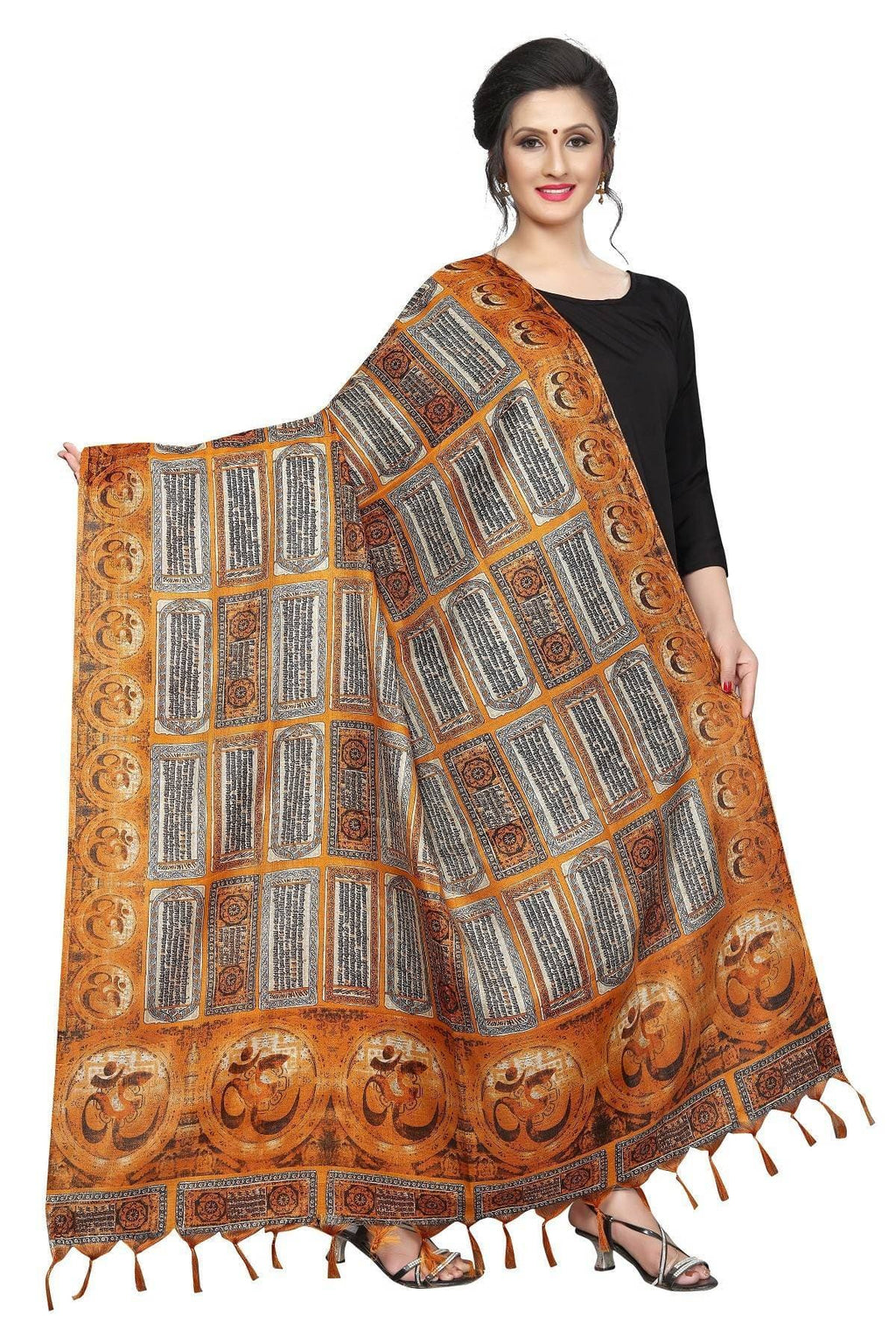 Vamika Mustard Multi Printed Khadi Bhagalpuri Dupatta | Grab2Buy
