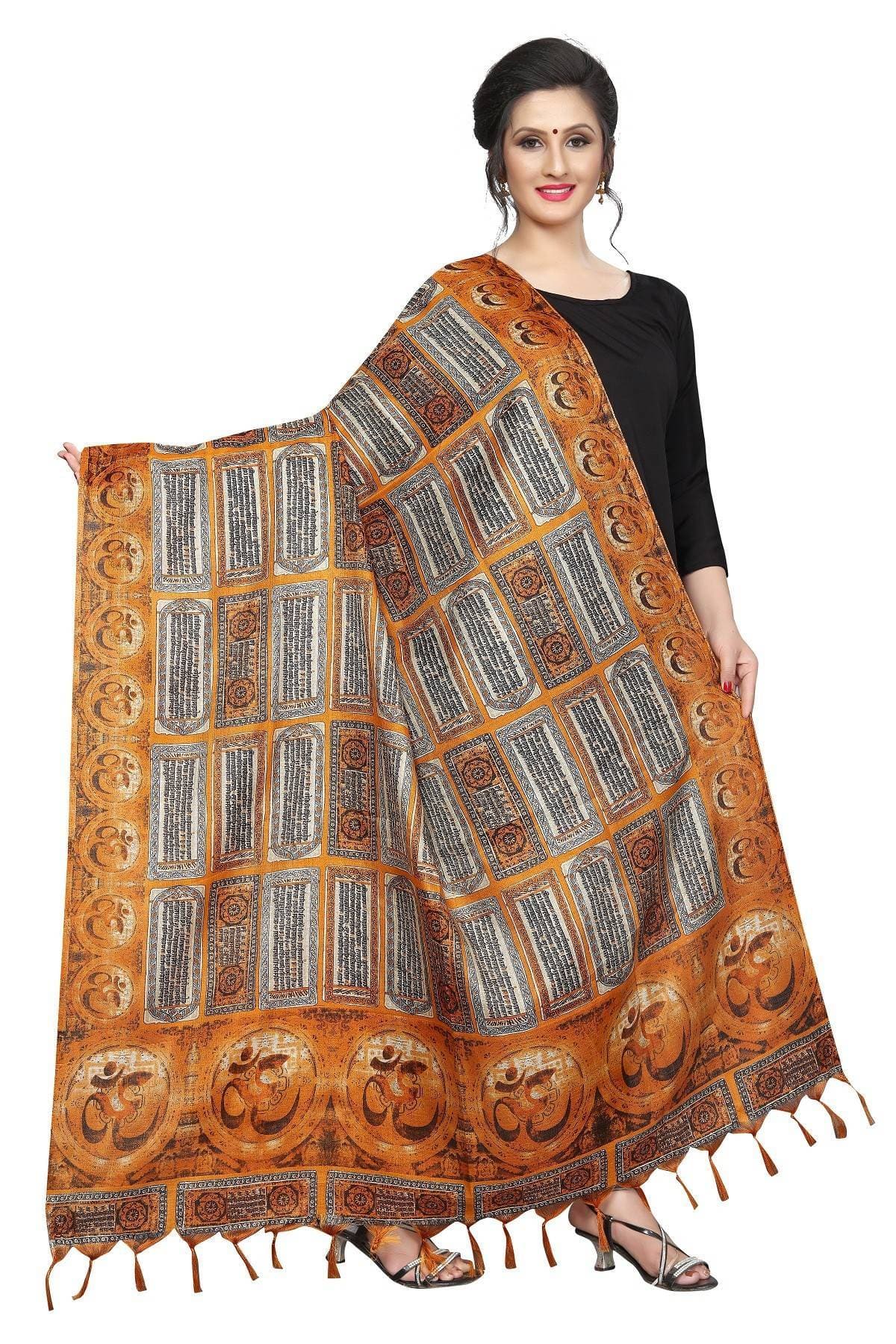Vamika Mustard Multi Printed Khadi Bhagalpuri Dupatta | Grab2Buy