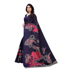Vamika Printed Jute Silk Blue Saree (Leo Navy) | Grab2Buy
