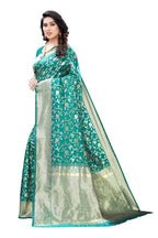 Vamika Banarasi Jacquard Weaving Rama Green Saree (PARINITI RAMA) | Grab2Buy