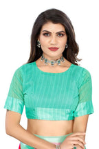 Vamika Green Linen Satin Border Saree | Grab2Buy