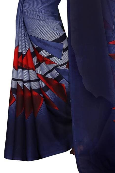 Vamika Navy Georgette Printed Contemporary Saree (SKODA NAVY) | Grab2Buy