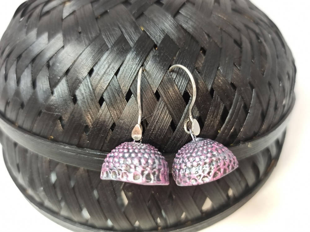 Terracotta Hanging Jhumkas-Silver Pink | Grab2Buy
