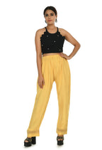 Mominos Fashion Moeza Reyon Cotton Golden Color Straight Work Palazzo | Grab2Buy