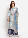 Myshka Women's Multi Printed Cotton Blend 3/4 Sleeve Round Neck Casual Kurta Palazzo Dupatta Set | Grab2Buy