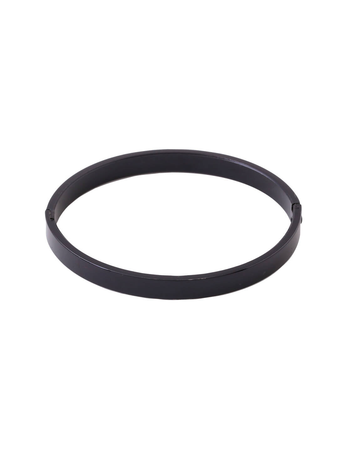 NVR Men's Black Metal Interlock Kada Bracelet | Grab2Buy