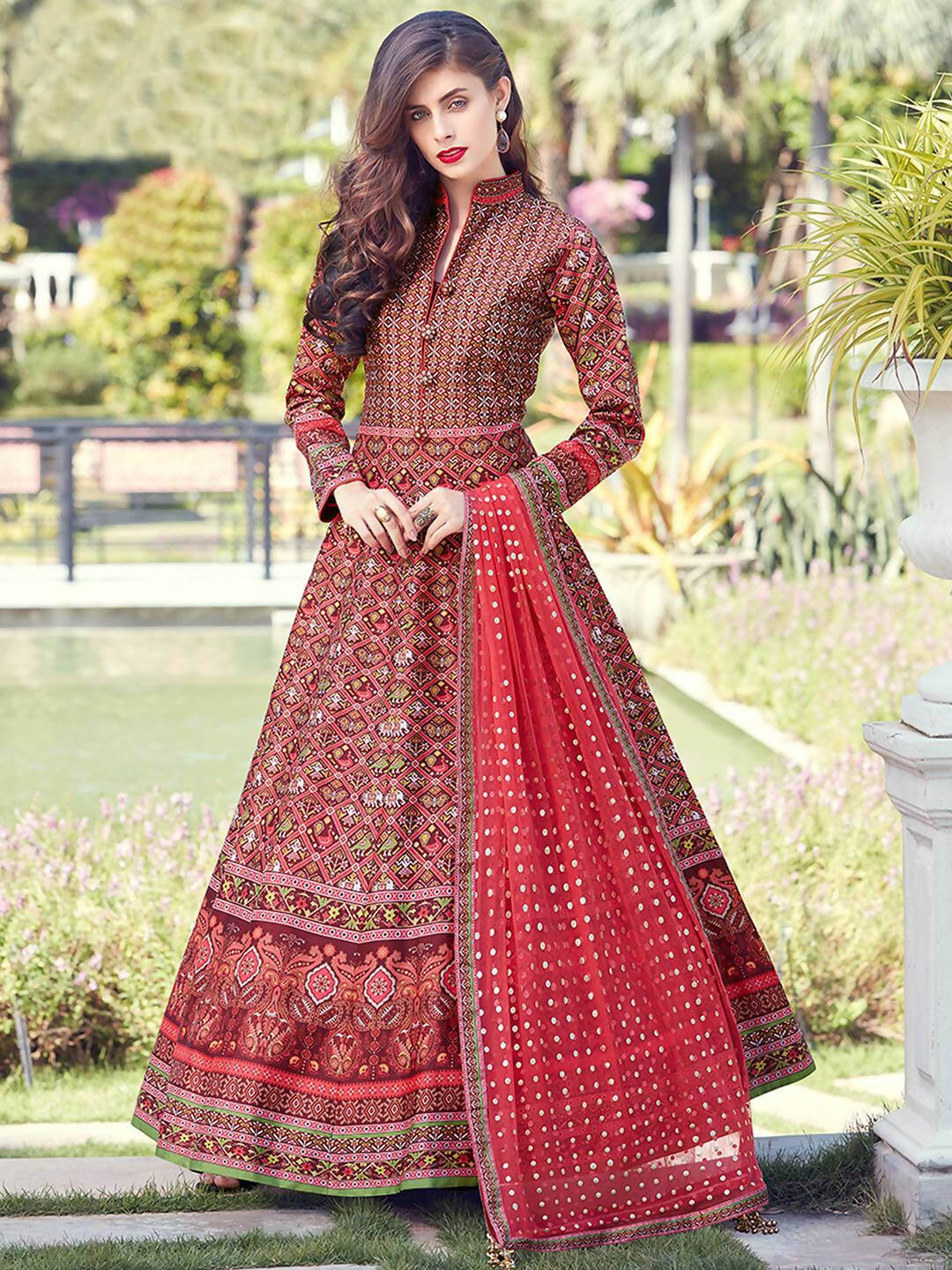 Partywear Designer Red Heavy Soft Killer Silk Salwar Suit - Anbazaar | Grab2Buy