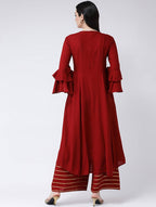 Cheera Maroon A-Line kurta With Palazzo Pant Set (CH129KP) | Grab2Buy