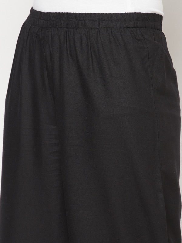 Aniyah Rayon Flared Slip-On Black Palazzo | Grab2Buy