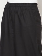 Aniyah Rayon Flared Slip-On Black Palazzo | Grab2Buy