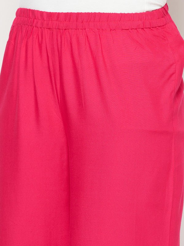 Aniyah Fuchsia Color Rayon Flared Slip-On Palazzo | Grab2Buy