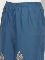 Aniyah Rayon Block Print Flared Slip-on Blue Palazzo | Grab2Buy