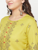 Aniyah Rayon Digital Screen Print Parrot Green Straight Kurta | Grab2Buy