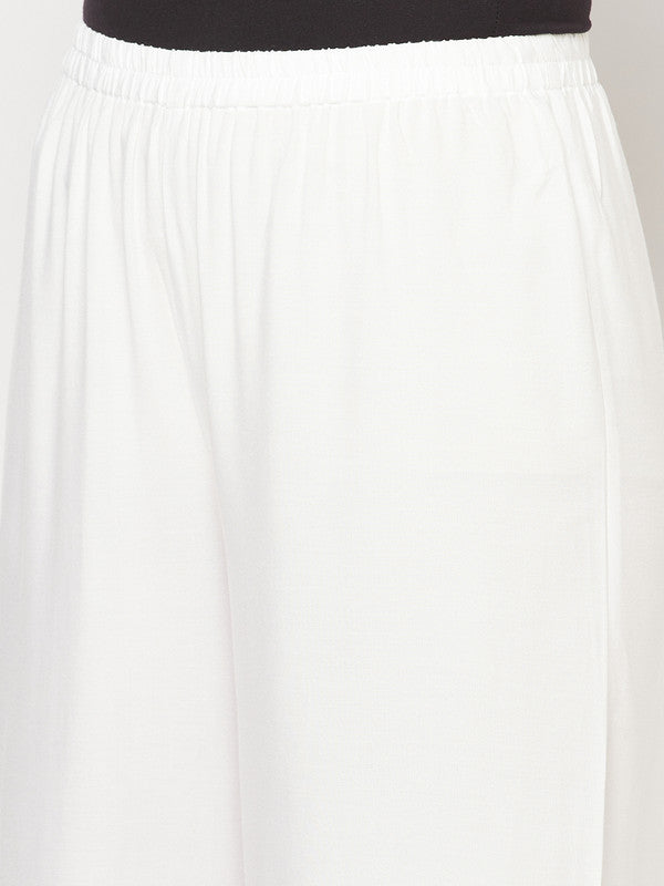 Indian Clothing Aniyah Rayon Flared Slip-On White Palazzo | Grab2Buy