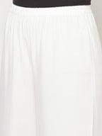 Indian Clothing Aniyah Rayon Flared Slip-On White Palazzo | Grab2Buy