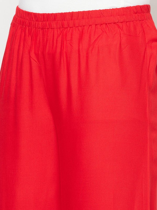 Aniyah Rayon Flared Slip-On Red Palazzo | Grab2Buy