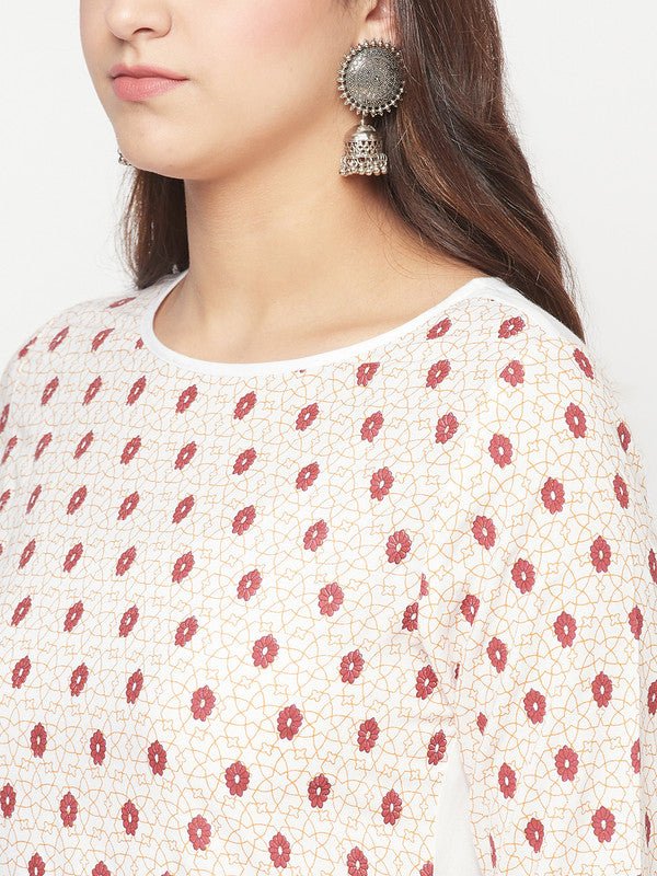 Aniyah Rayon Digital Screen Print White And Red Straight Kurta | Grab2Buy
