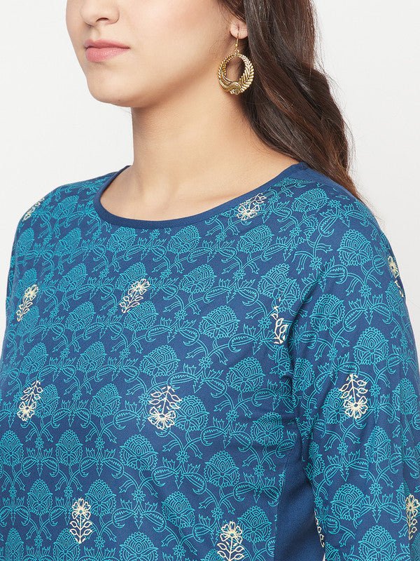 Aniyah Rayon Digital Screen Printed Blue Color Straight Kurta | Grab2Buy