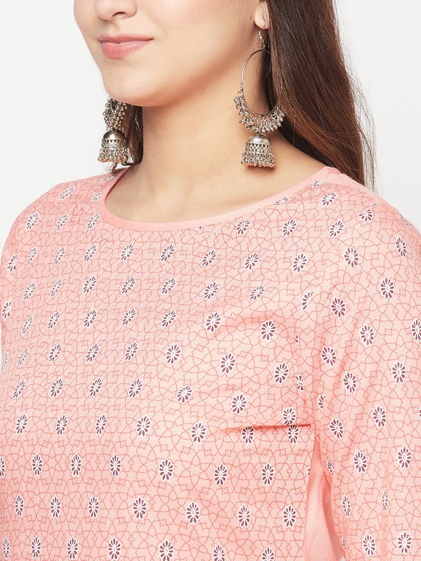Aniyah Rayon Digital Screen Print Peach Color Straight Kurta | Grab2Buy