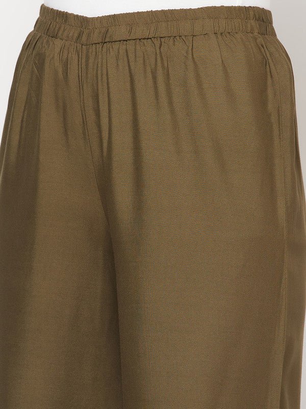 Aniyah Rayon Flared Slip-On Dark Green Palazzo | Grab2Buy
